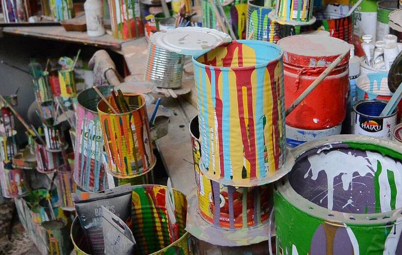 old paint cans