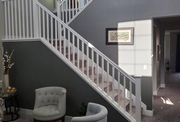 full house interior painting in Fairfield with white staircase