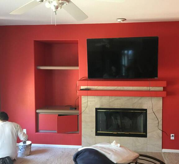 Interior home painter in Oakley working on the final touches